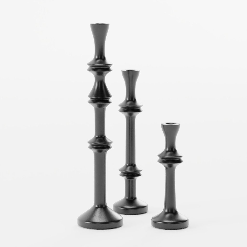 Century Black Candle Holder | Decoration Sets Models | BlenderKit