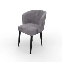 "Xalina interior chair - a stylish and elegant regular chair designed in Blender 3D. Featuring wooden legs and a grey upholstered seat, with 4k textures for an enhanced visual experience."