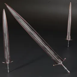 Detailed 3D sword model with high-quality metal texture for Blender, suitable for war game designs.