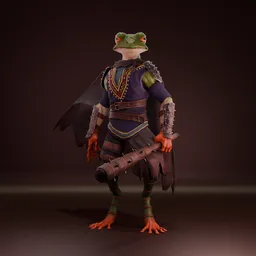 Frog Stylized(Stick)-Rigged -LowPoly