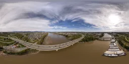 River Highway and Bridge Cloudy Day