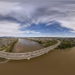 River Highway and Bridge Cloudy Day