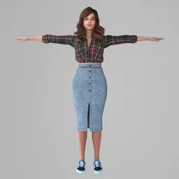 Woman Casual Plaid Rigged