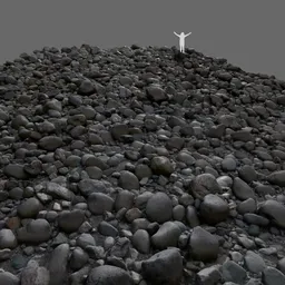 Detailed 3D rocky terrain model with pebbles and gravel, ideal for Blender environments and natural scenes.