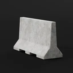 "Concrete Barrier: A highly detailed 3D model for Blender 3D. This cityspace-themed asset features realistic textures designed in Substance Painter, showcasing a concrete sculpture with straight edges and a flat grey color. Perfect for CSGO or as an automated defense platform. Created in 2019 and featured on ArtStation."