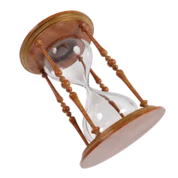 "Realistic 3D model of a wooden hourglass with golden scratches, created in Blender 3D and textured in Substance Painter. Perfect for designs related to father time, eternity, and the old-timey aesthetic."