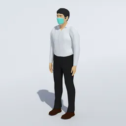 Cartoon Man With Medical Mask