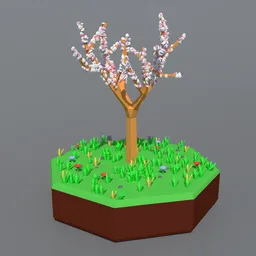 Low Poly Almond Tree