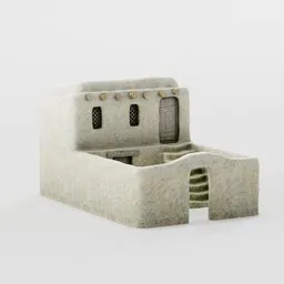 Low-poly 3D Blender model of an ancient mud brick structure suitable for desert scenes.