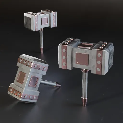 Detailed 3D mace model showcasing low poly count, high-quality metal textures, and ready for war game design.