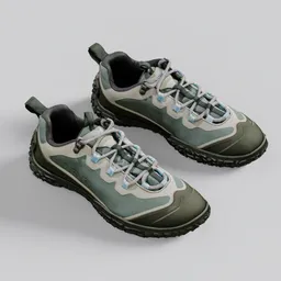 Detailed 3D rendering of luxurious men's sneakers with high accuracy, perfect for artists and designers using Blender.