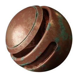 Highly detailed PBR Aged Verdigris Copper material, seamless and procedural for Blender 3D rendering.