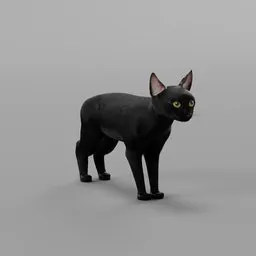Highly detailed feline Blender 3D model with realistic fur, poised stance, and captivating eyes.