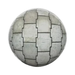 Realistic PBR pavement tile material for Blender 3D featuring scuffs and stains, seamless texture in 2K, suitable for sidewalks and paths.