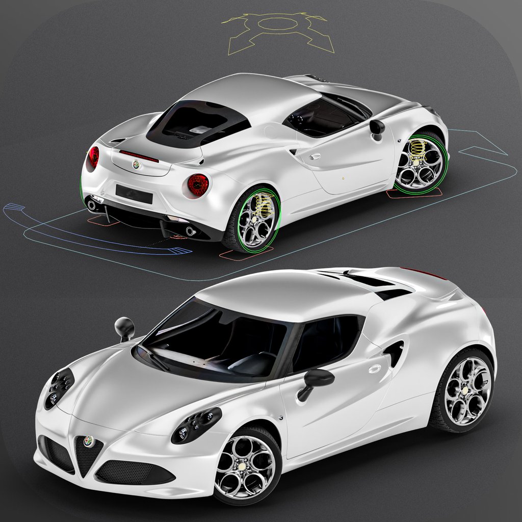 Alfa Romeo 4C 2014 Rigged 3D car Luxury Cars models BlenderKit