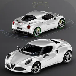 Alfa Romeo 4C 2014 Rigged 3D car