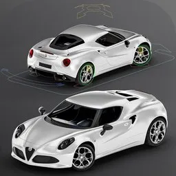 Alfa Romeo 4C 2014 Rigged 3D car