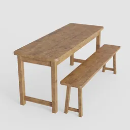 Simple Wooden Dining Table with Bench