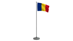 Low-poly Blender 3D animated Romania flag model, optimized for CG visualization and backgrounds, quad meshes only.