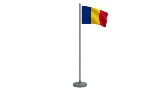 Low-poly Blender 3D animated Romania flag model, optimized for CG visualization and backgrounds, quad meshes only.