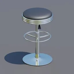 High-quality 3D model of a modern adjustable swivel bar stool, designed for Blender 3D projects.