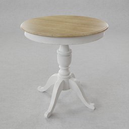 "Pedestal Table 3D model for Blender 3D - a highly detailed colonial-style table with a wooden top on a textured base. This single mesh asset features a non-applied subdivision modifier and is beautifully textured with Substance, boasting a 4K PBR material."
