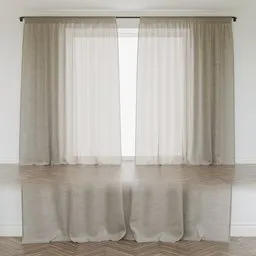 Curtain Beige Linen - Floor V2 Wide