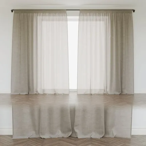 Curtain Beige Linen - Floor V2 Wide