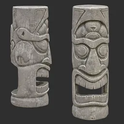 Tiki God Wide Gaping Statue Stone