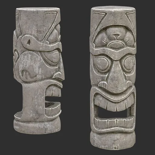 Tiki God Wide Gaping Statue Stone