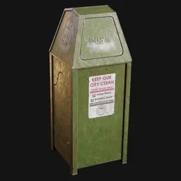 Municipal Push-Door Trash Bin Painted