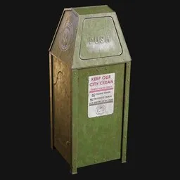 Municipal Push-Door Trash Bin Painted