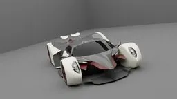 Futuristic supercar 3D model with sleek design and advanced aerodynamics, rendered in Blender.