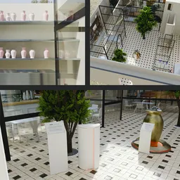 An area with cafes and outdoor shops