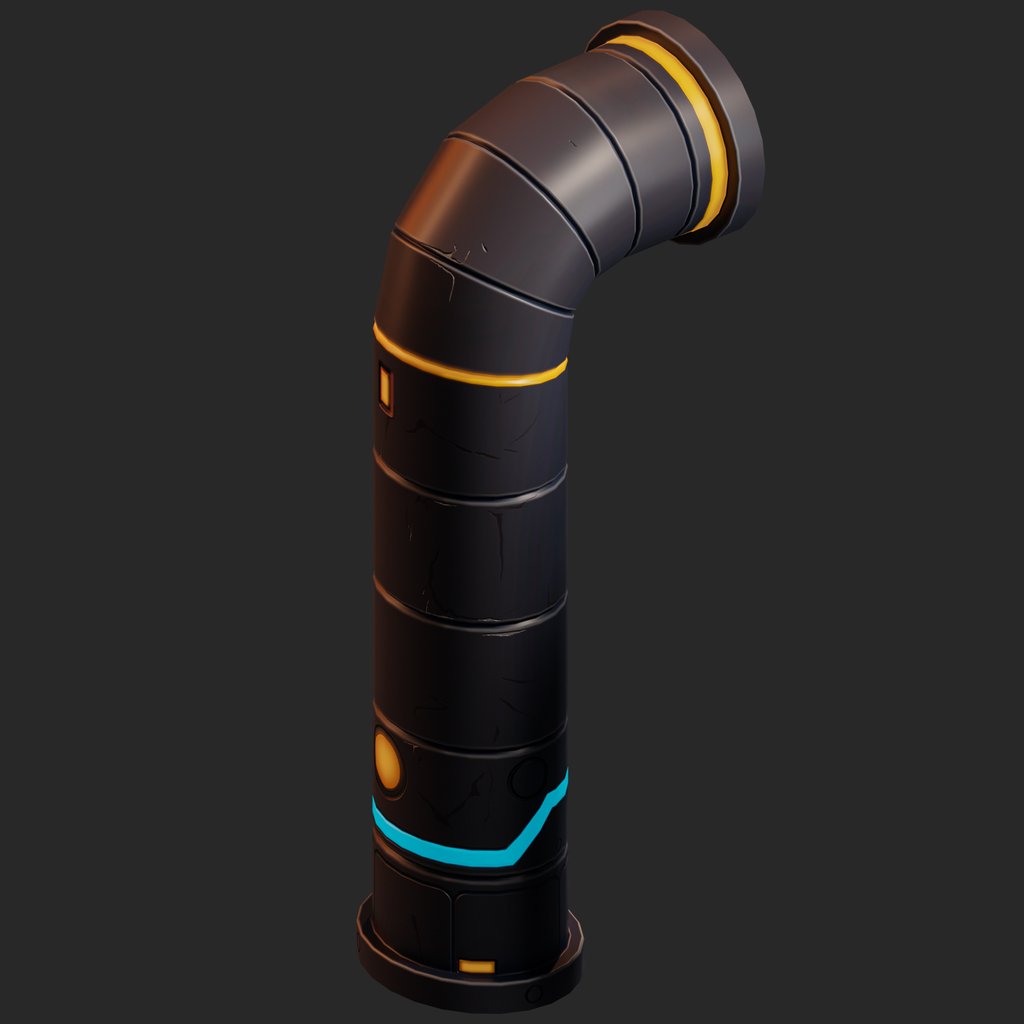 Stylized Sci-Fi Curved Pipe | Space models | Blendkit