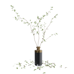 "Indoor nature 3D model of a realistic plant in a vase, designed by Lin Tinggui and optimized for Blender 3D. Natural-looking fallen leaves with ultra-optimized polygons, suitable for stunning natural renderings. Perfect for adding surrealism aesthetic to your designs."