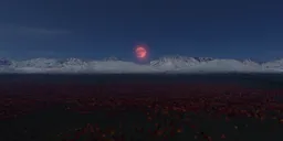 Twilight Landscape with Red Moon