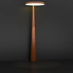 Realistic wooden floor lamp 3D model with illuminated shade, high-quality rendering for Blender 3D visualization.