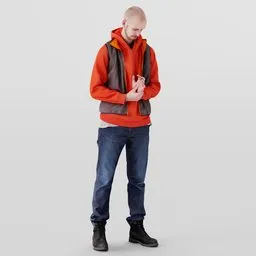 Tall Guy in Orange Hoodie