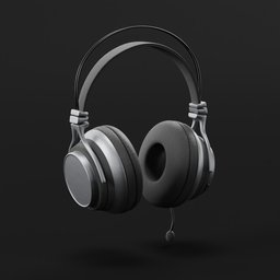 "Headphones 3D model for Blender 3D: A realistic pair of headphones on a black background, featuring strong ambient occlusion. Trending on dribbble.com mascot, this 2019 creation by Hugo Heyrman serves as an icon for an AI app and an emblematic 1:1 album artwork. Perfect for DJs, music enthusiasts, and Discord emoji lovers."