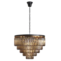 "Highly detailed Luxury American Crystal Retro ceiling light chandelier model in Blender 3D. Rendered by Cycles for photorealistic results, this Swedish design features shiny brass with soft lighting. Perfect for interior design and architectural visualization projects."