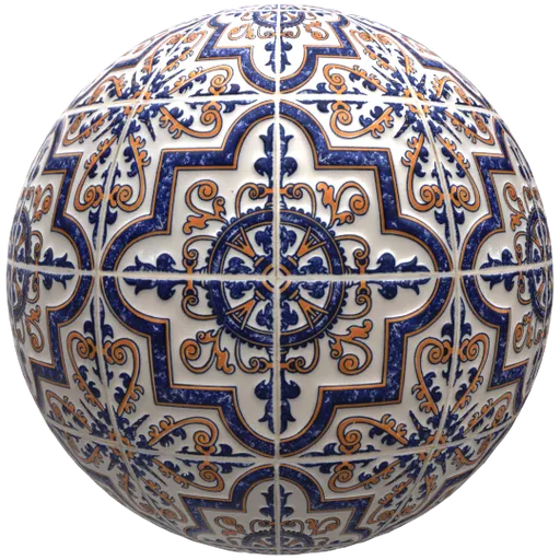 Seamless PBR material of Vintage Rustic Mexican Ceramic with customizable texture scale, aspect ratio, and rotation for Blender 3D.