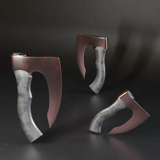 Detailed low poly axe 3D model with high-quality metal texture, ideal for Blender war games and historical scenes.