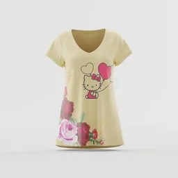 Balloons & Rose Bouquet V-Neck Shirt