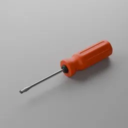 Realistic 3D model of an orange screwdriver with a detailed handle and metal tip for Blender rendering.
