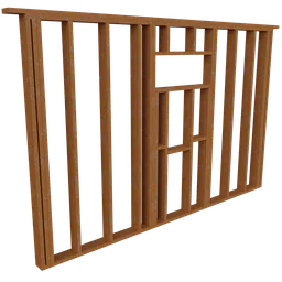 Detailed wooden 3D window model with intricate joist design, ideal for Blender 3D architectural rendering.