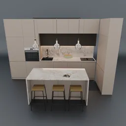 Modern Beige Realistic Kitchen
