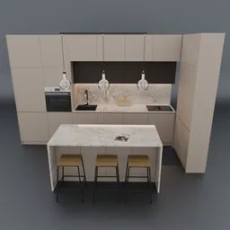 Modern Beige Realistic Kitchen