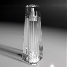 Detailed 3D model of a sleek, modern crystal glass grinder with intricate internal detailing, rendered in Blender.