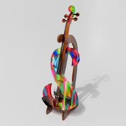 "Electric Violin Stagg EVN 3D Model for Blender 3D: High-quality glitter varnished electric violin with wooden stand."